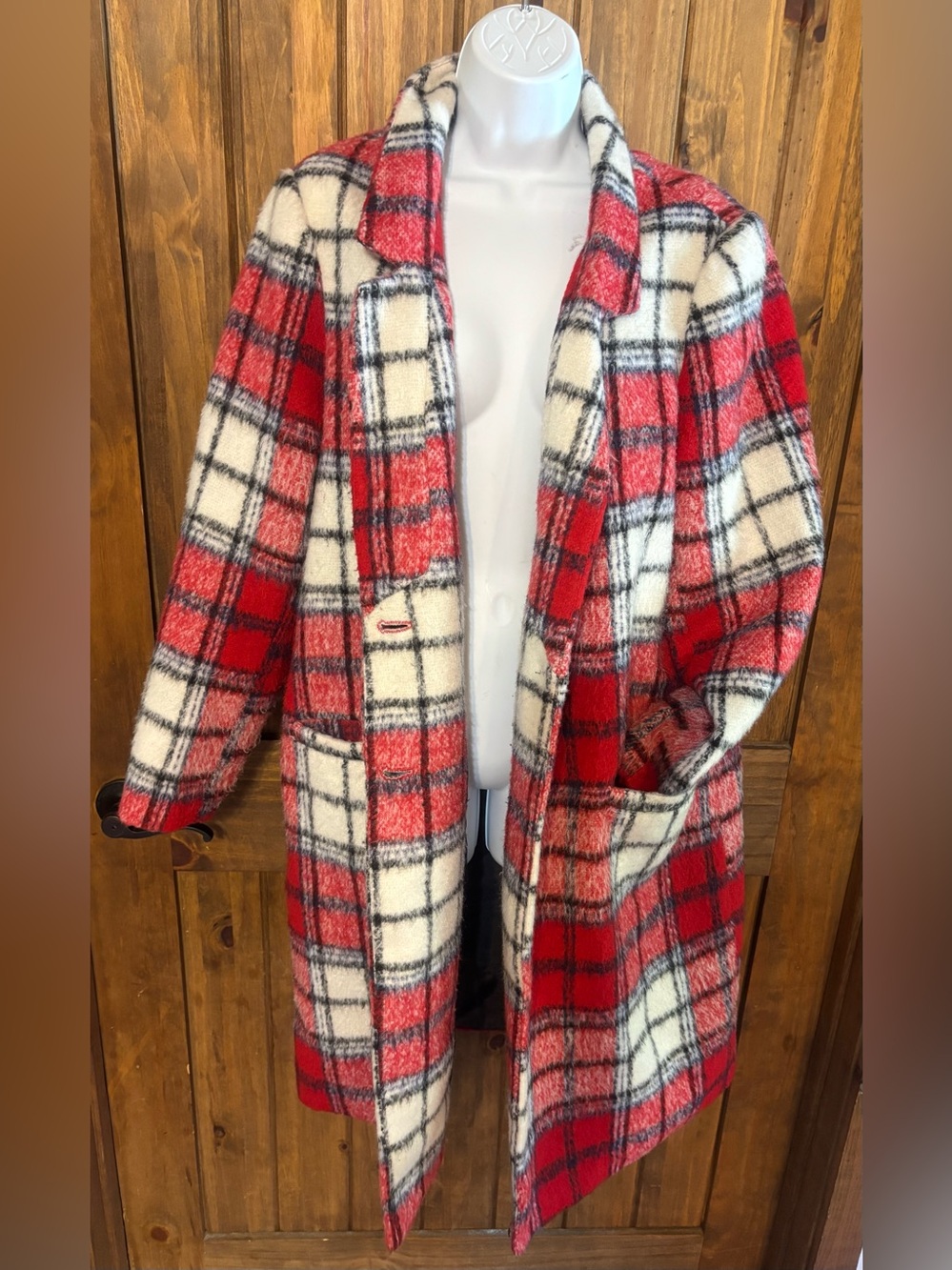 Old Navy Vintage Plaid Duster Cardigan Coat L